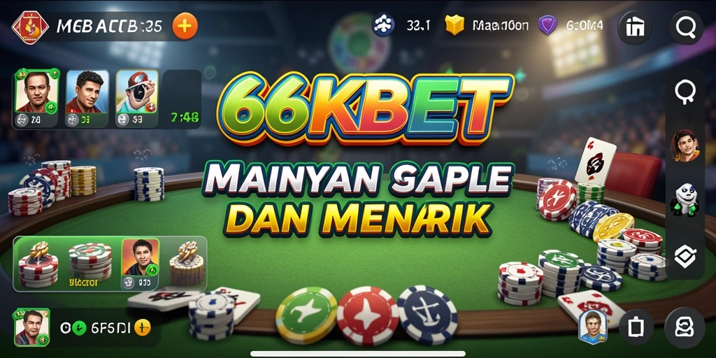 Screenshot gameplay seru 66KBET yang menunjukkan permainan Gaple.