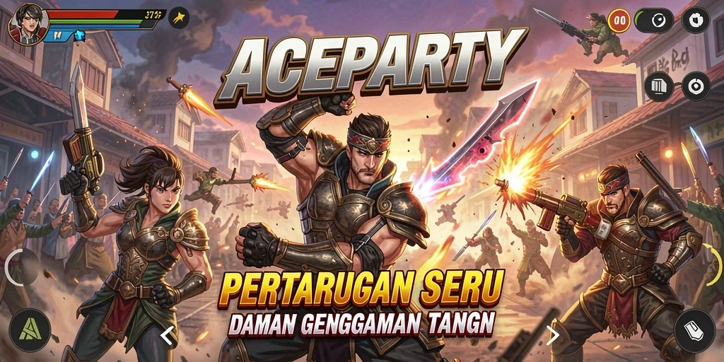 Gameplay seru ACEPARTY dengan karakter bertarung yang dinamis.