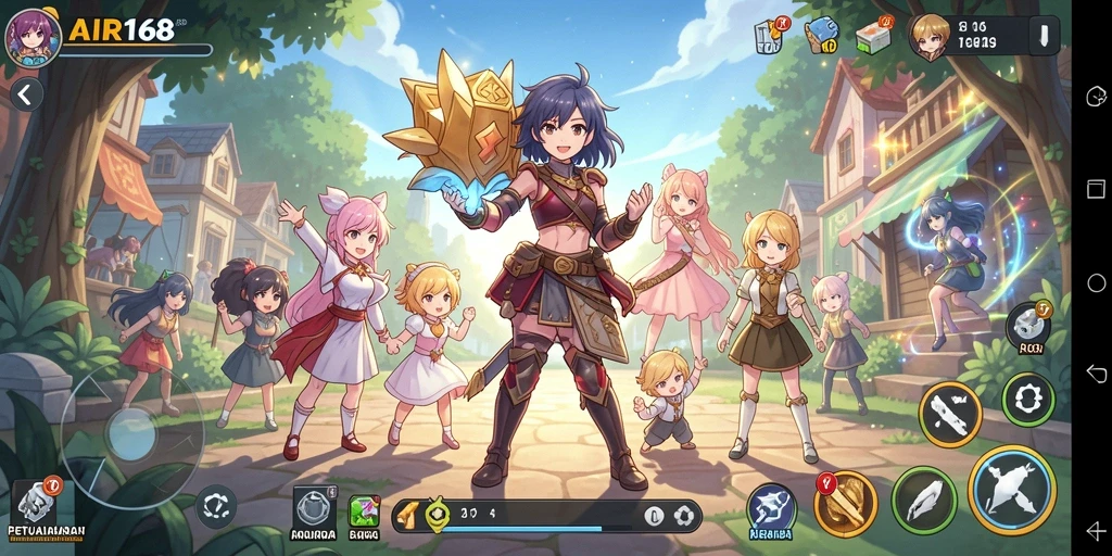 Screenshot gameplay AIR168 yang menampilkan pertarungan seru dan karakter ikonik.