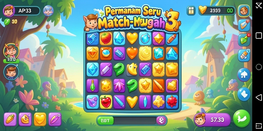 Tampilan gameplay seru dari API33 dalam genre Match-3.