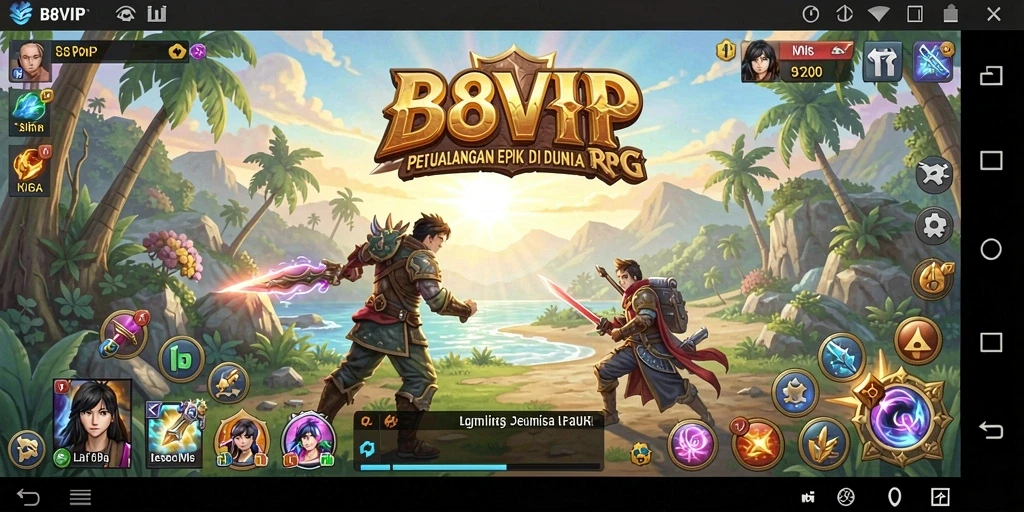 Screenshot dari gameplay B8VIP yang menunjukkan pertempuran epik dan eksplorasi dunia.