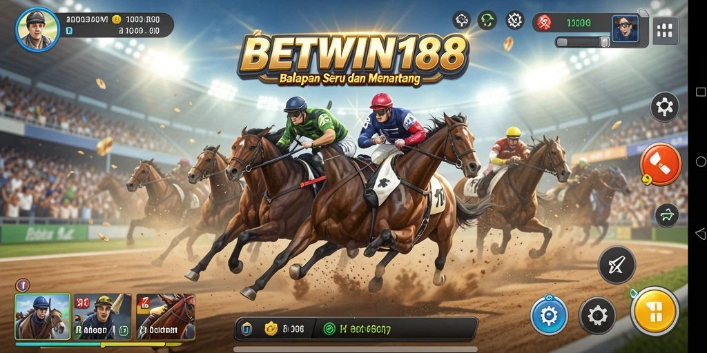 Screenshot menunjukkan aksi balapan seru di BETWIN188.