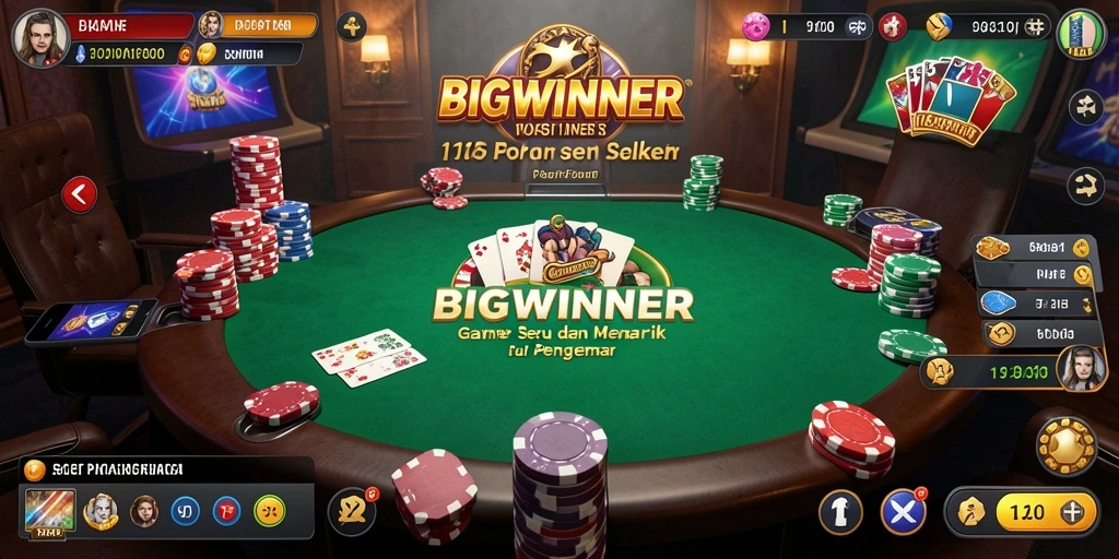 Screenshot gameplay BIGWINNER menampilkan aksi seru dalam permainan Poker.