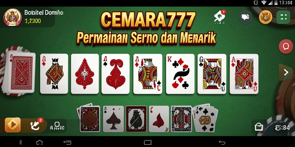 Tampilan gameplay seru dalam CEMARA777 saat bermain Domino.