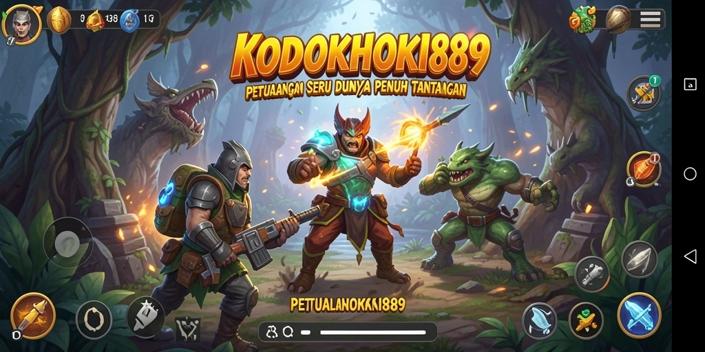 Tampilan gameplay KODOKHOKI889 yang menonjol penuh aksi petualangan.