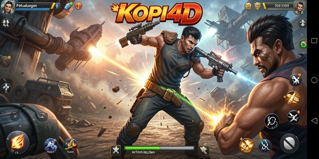 Screenshot utama KOPI4D menampilkan aksi bertarung yang mendebarkan.