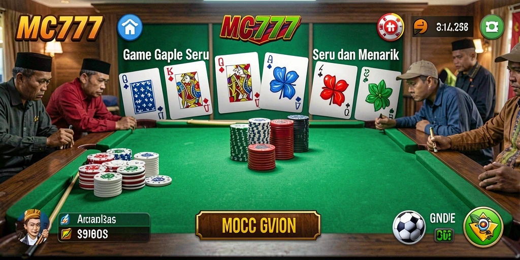 Tampilan gameplay Gaple di MC777 dengan fitur interaktif yang menarik.