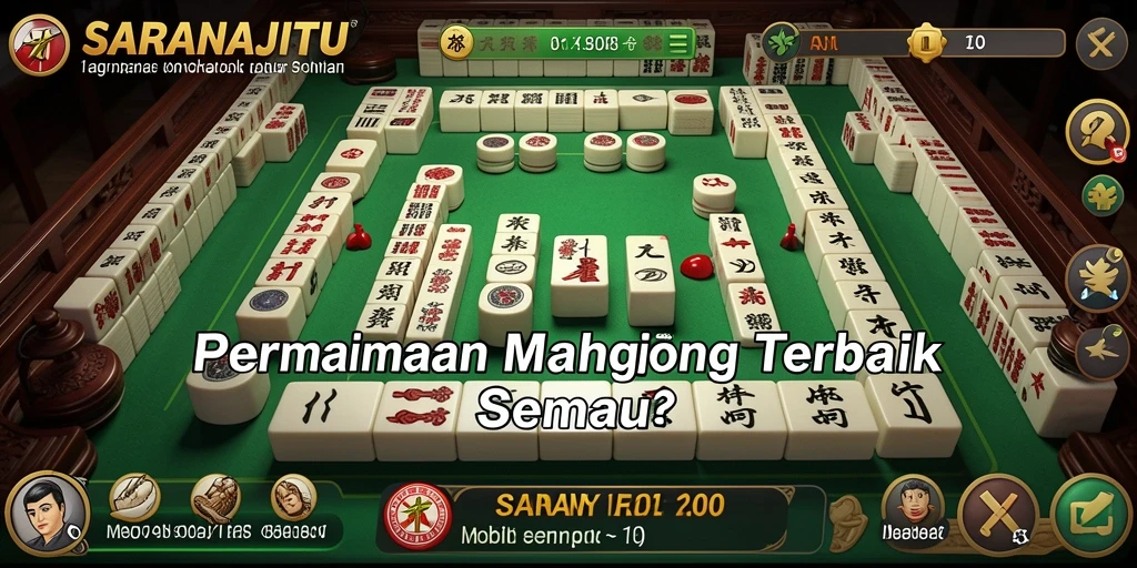 Tampilan gameplay SARANAJITU yang menarik dan penuh strategi Mahjong.