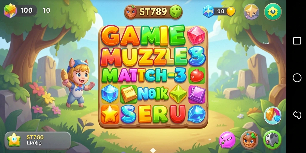 Tampilan screenshot gameplay ST789 dengan aksi Match-3 yang seru.