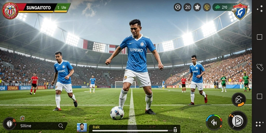 Tangkapan layar <strong>SUNGAITOTO</strong> yang menampilkan aksi seru di lapangan sepak bola.