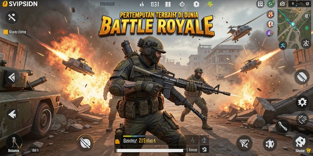 Tangkapan layar gameplay <strong>SVIPSIDN</strong> yang menampilkan pertempuran intens Battle Royale.