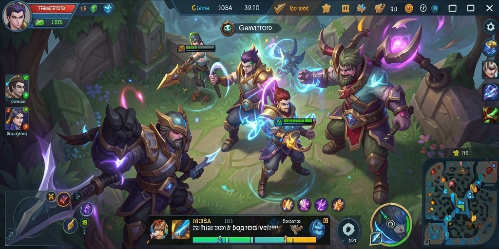 Tangkapan layar menunjukkan aksi seru dalam gameplay MOBA TERNATETOTO.